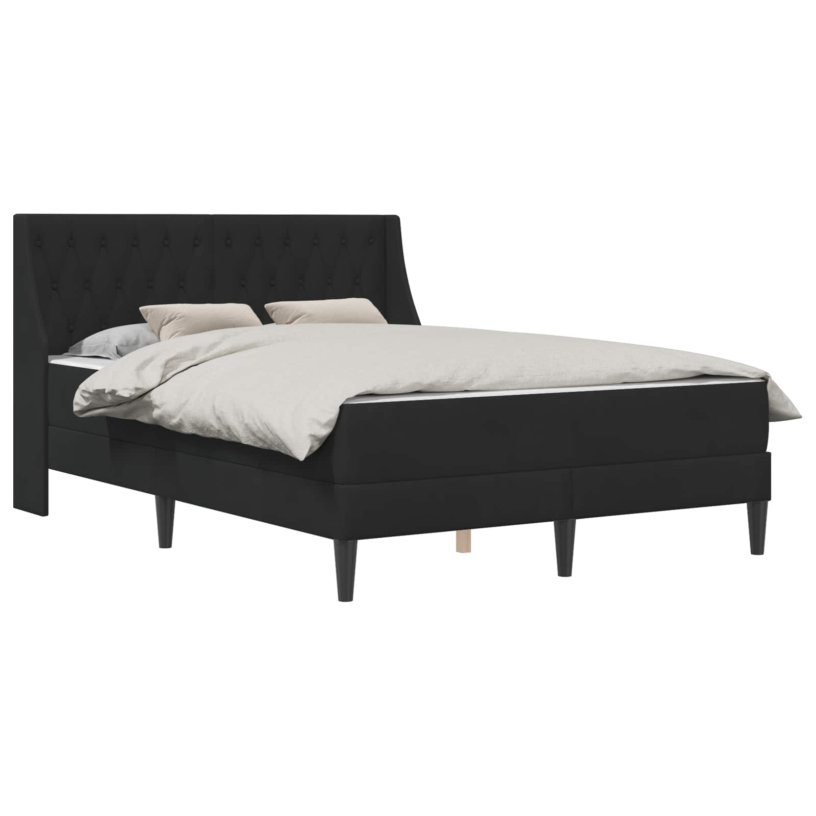Bettgestell mit Matratze mit Matratze Schwarz 140 x 190 cm Samt