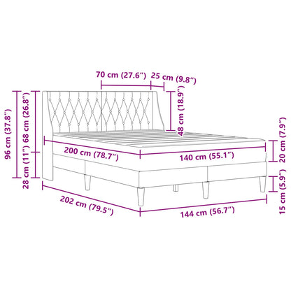 Bettgestell mit Matratze Dunkelgrau 140 x 200 cm Samt