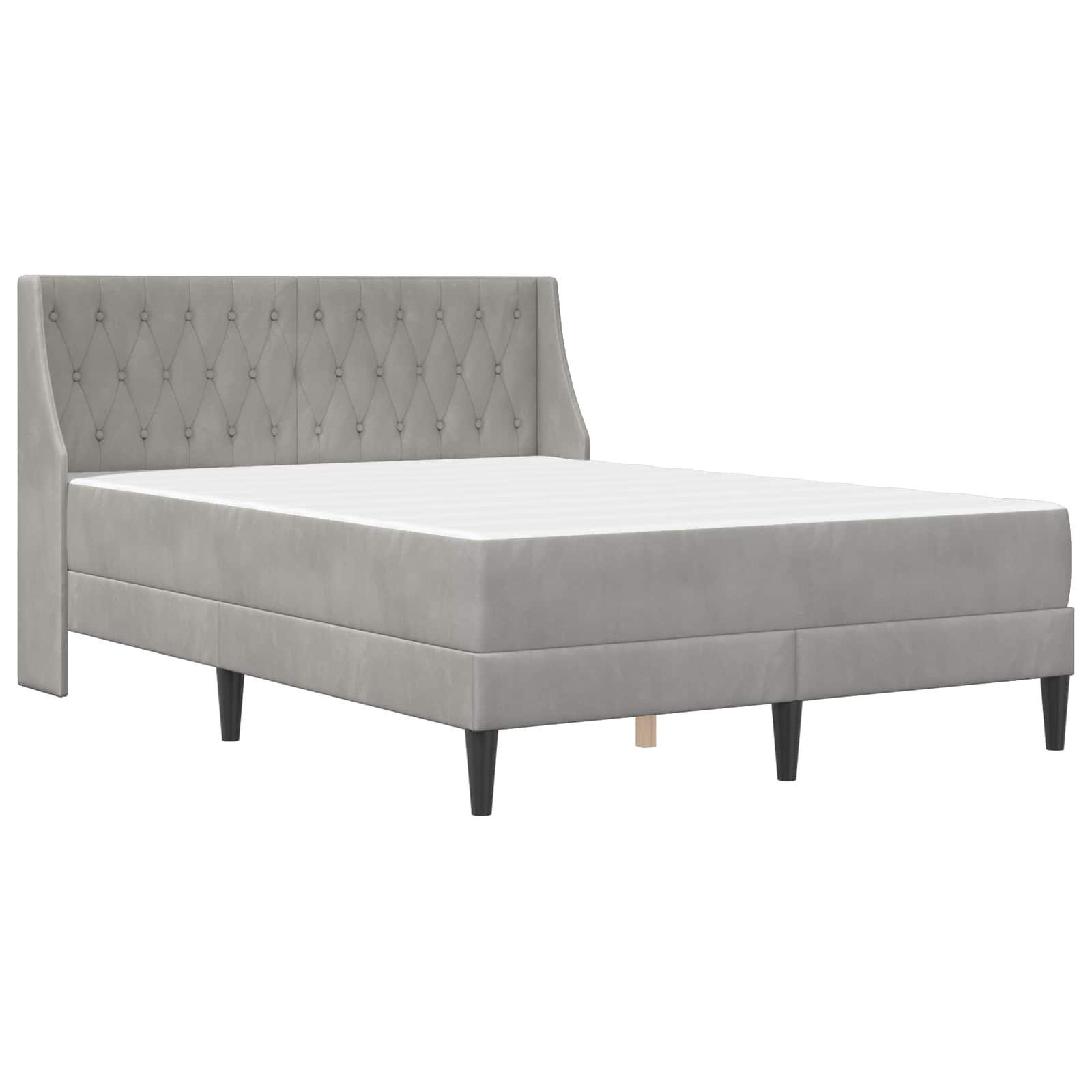Bettgestell mit Matratze Hellgrau 160 x 200 cm Samt