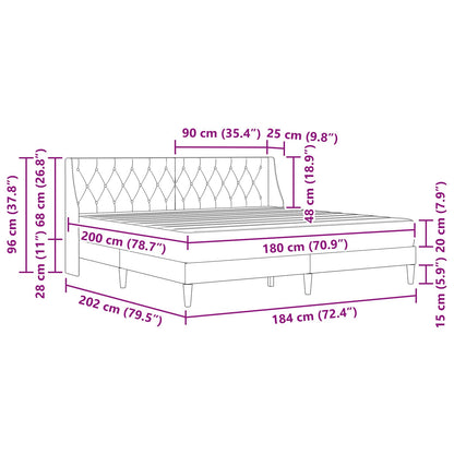 Bettgestell mit Matratze Schwarz 180 x 200 cm Samt
