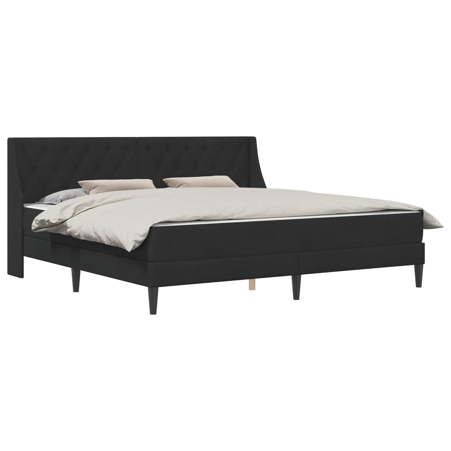 Bettgestell mit Matratze mit Matratze Schwarz 200 x 200 cm Samt