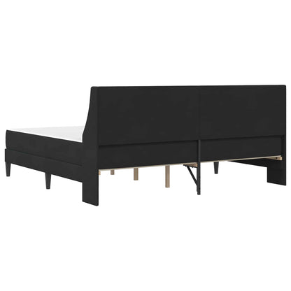 Bettgestell mit Matratze Schwarz 200 x 200 cm Samt