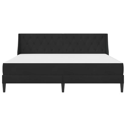 Bettgestell mit Matratze Schwarz 200 x 200 cm Samt