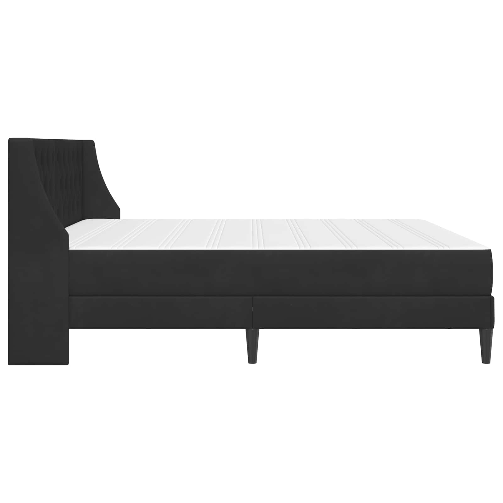 Bettgestell mit Matratze mit Matratze Schwarz 200 x 200 cm Samt