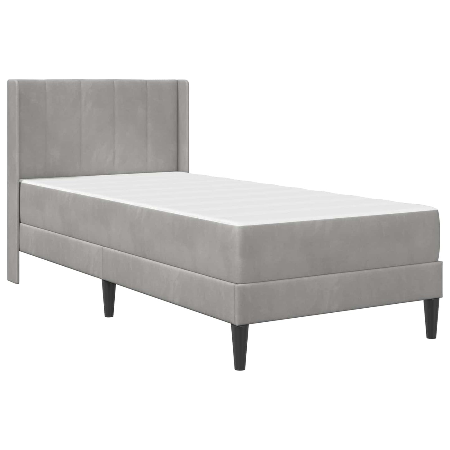 Bettgestell mit Matratze mit Kopfteil Hellgrau 90 x 200 cm Samt