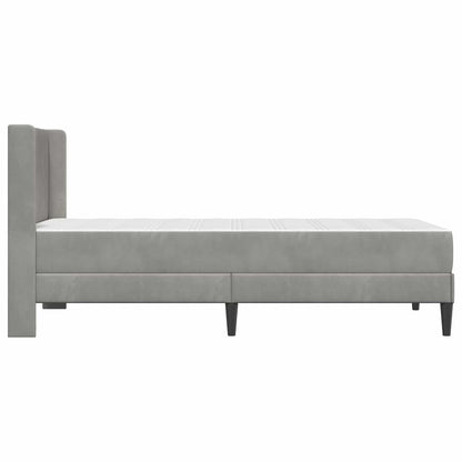 Bettgestell mit Matratze Hellgrau 90 x 200 cm Samt