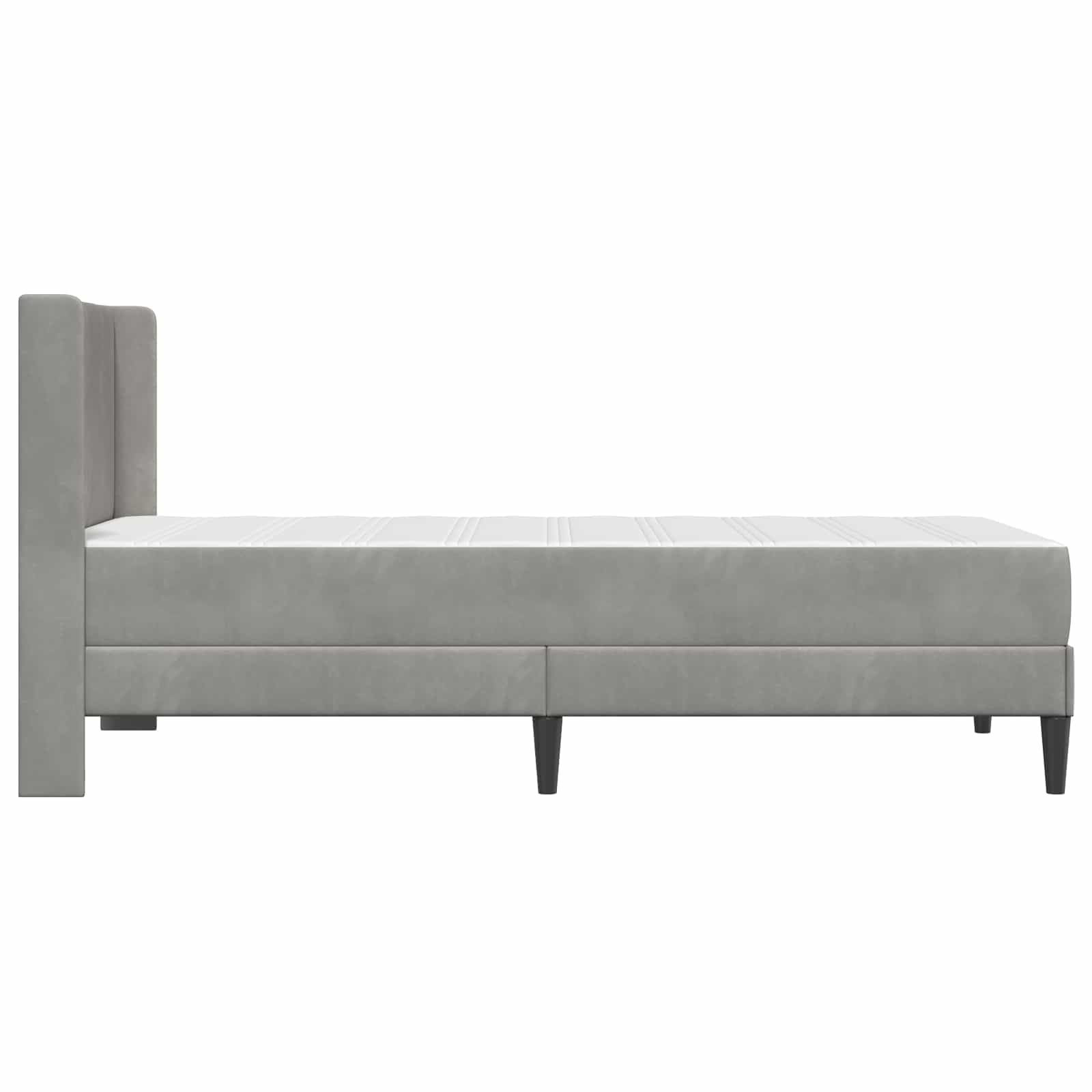 Bettgestell mit Matratze mit Kopfteil Hellgrau 90 x 200 cm Samt