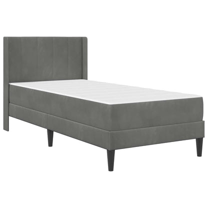Bettgestell mit Matratze Dunkelgrau 90 x 200 cm Samt