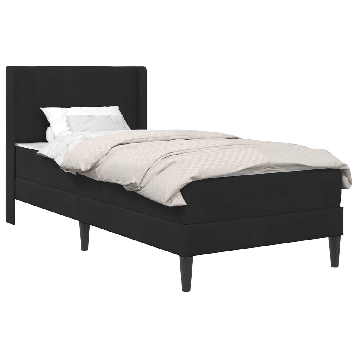 Bettgestell mit Matratze mit Kopfteil Schwarz 90 x 200 cm Samt