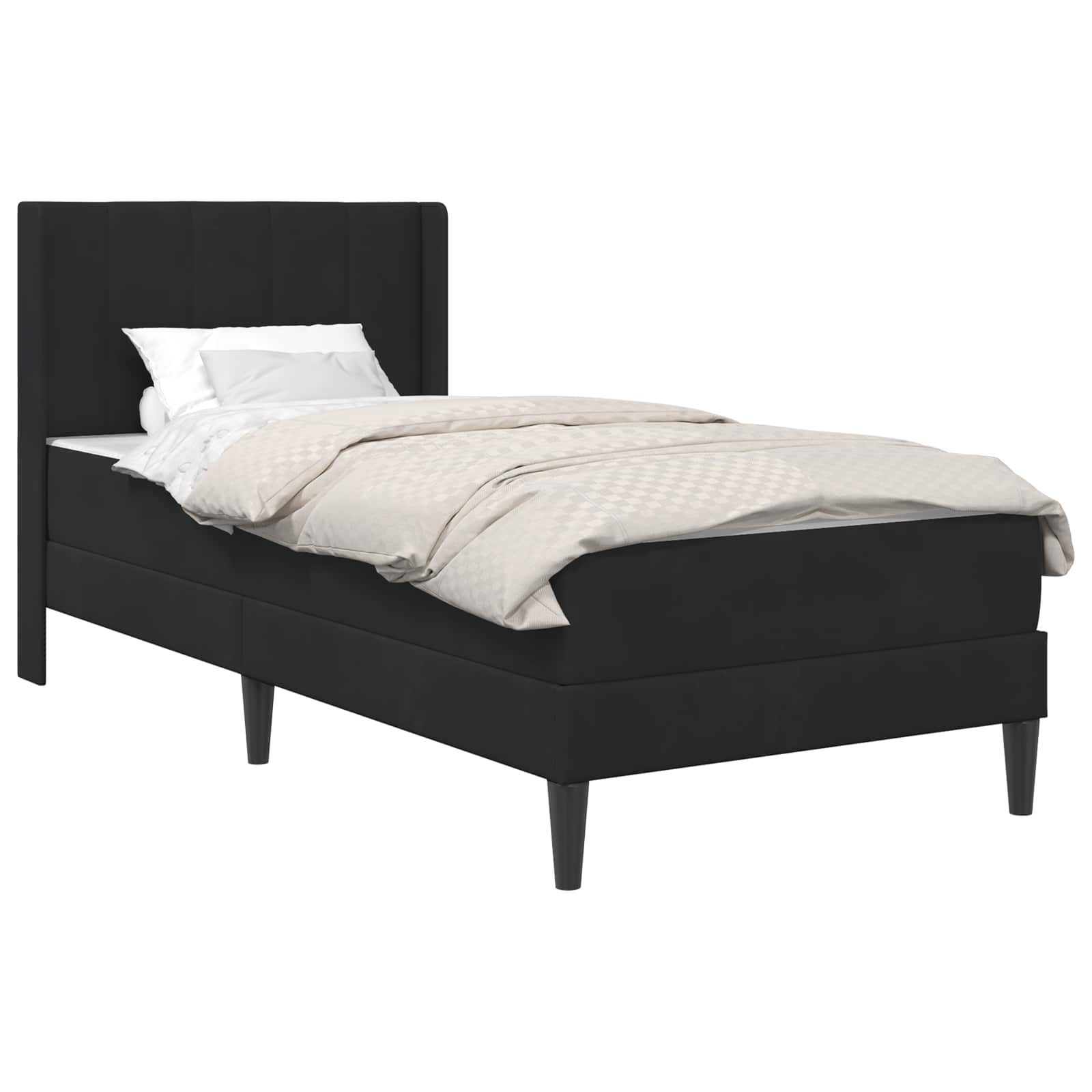 Bettgestell mit Matratze mit Kopfteil Schwarz 90 x 200 cm Samt