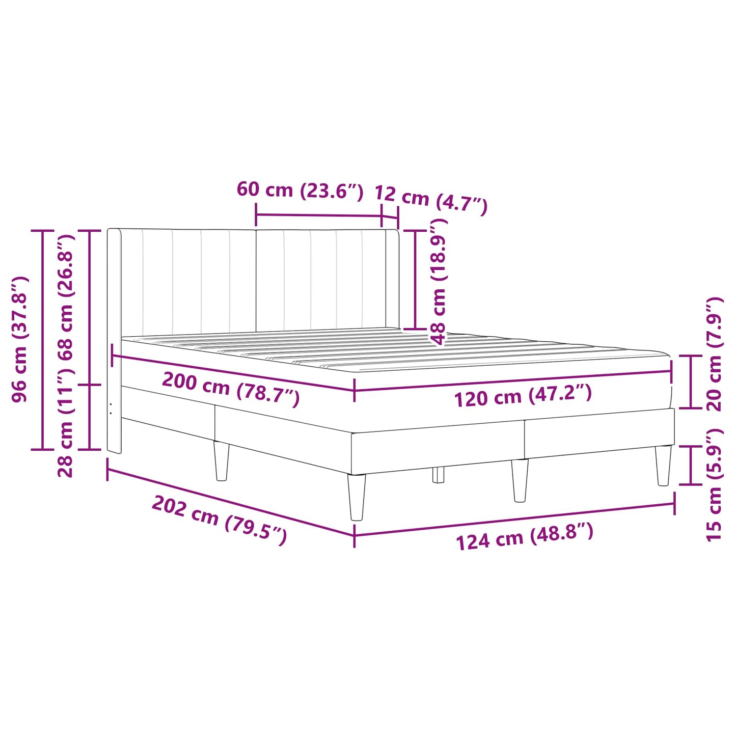 Bettgestell mit Matratze Dunkelgrau 120 x 200 cm Samt