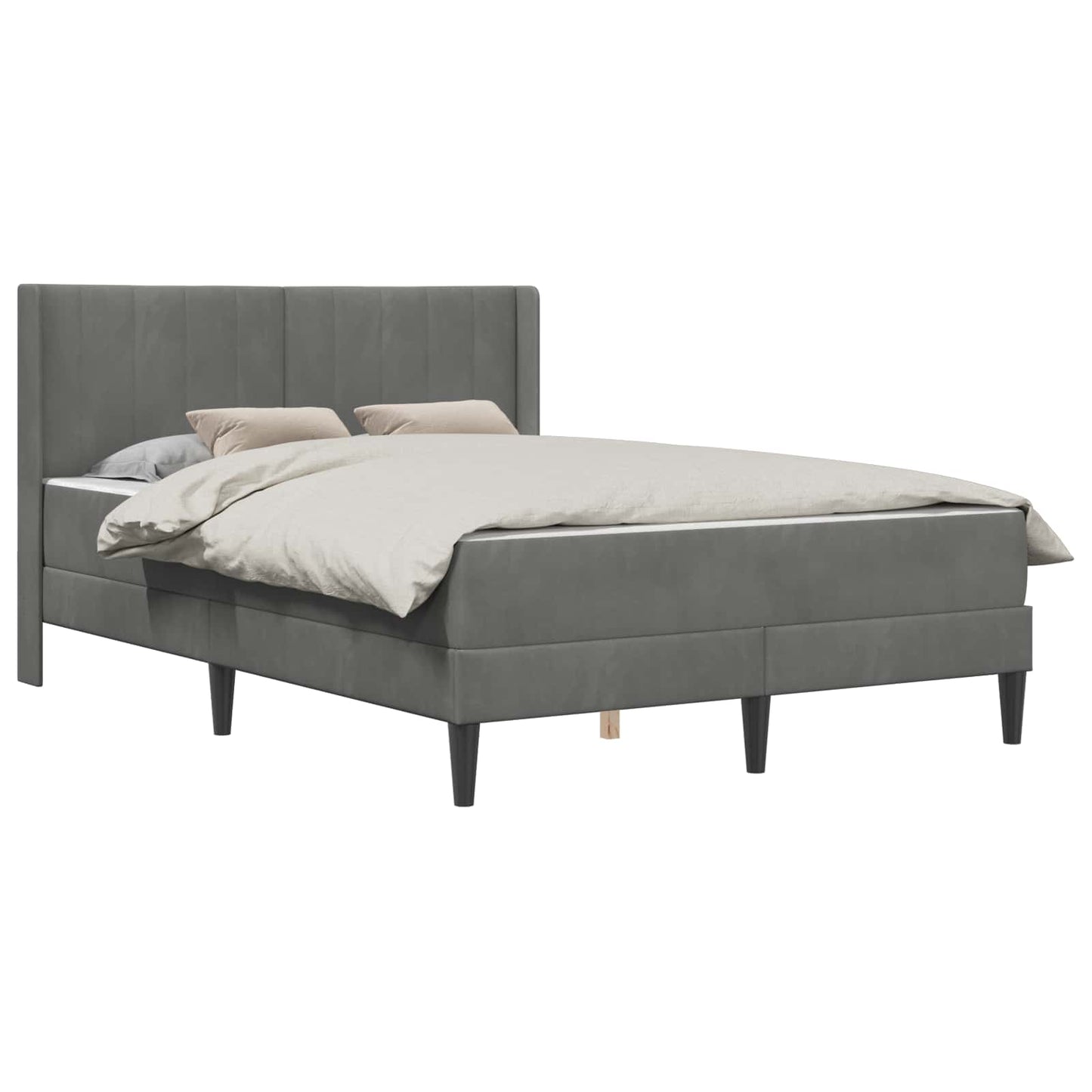 Bettgestell mit Matratze Dunkelgrau 140 x 190 cm Samt