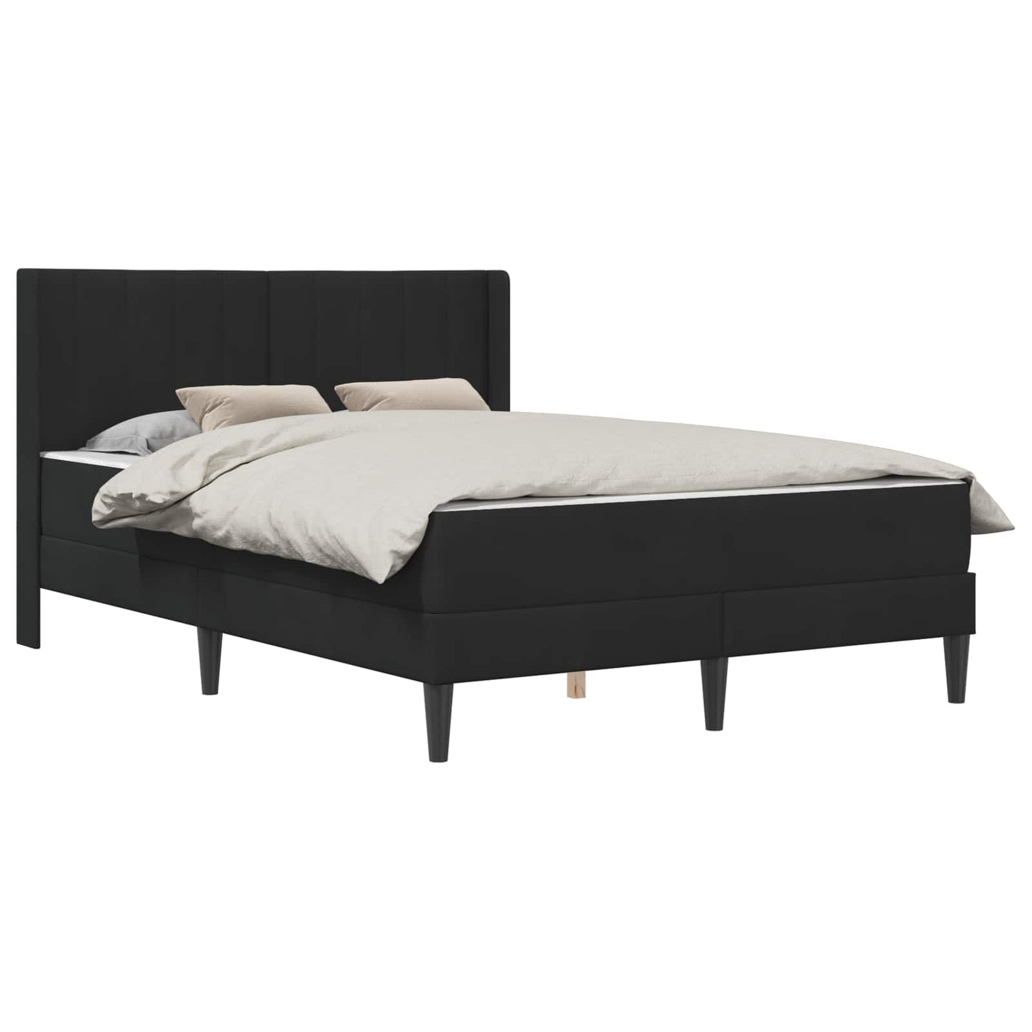 Bettgestell mit Matratze mit Kopfteil Schwarz 140 x 190 cm Samt