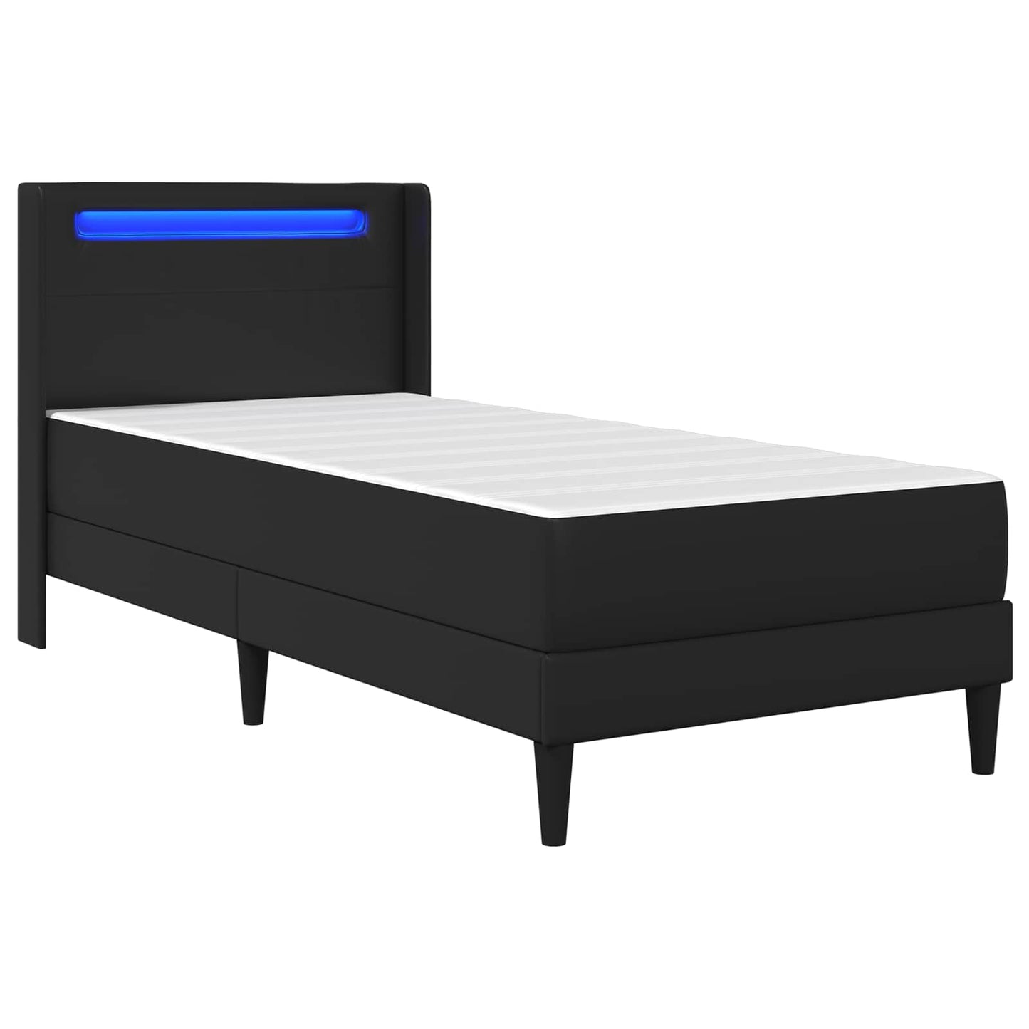 Bettgestell mit Matratze Schwarz 90 x 190 cm Kunstleder