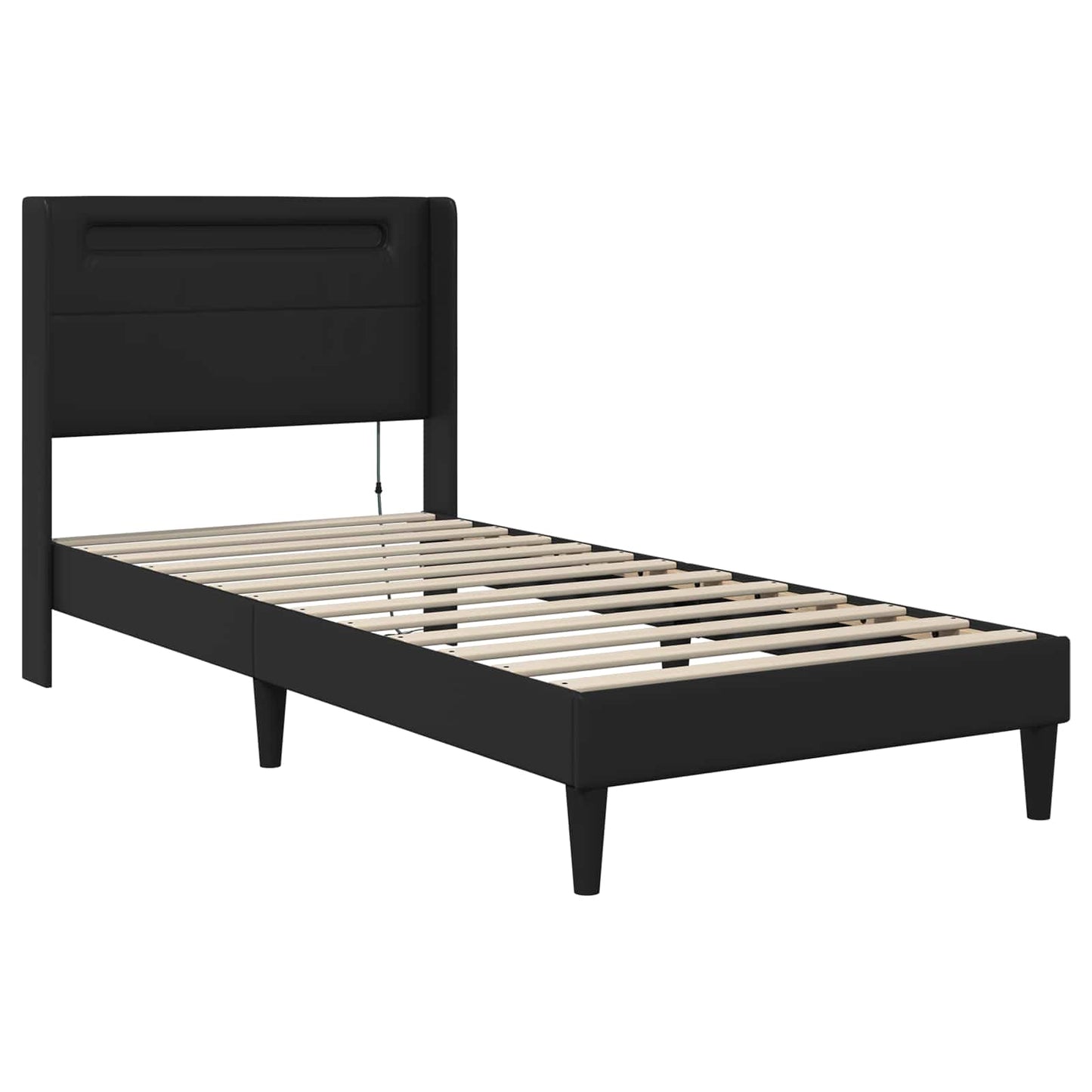 Bettgestell mit Matratze Schwarz 90 x 190 cm Kunstleder