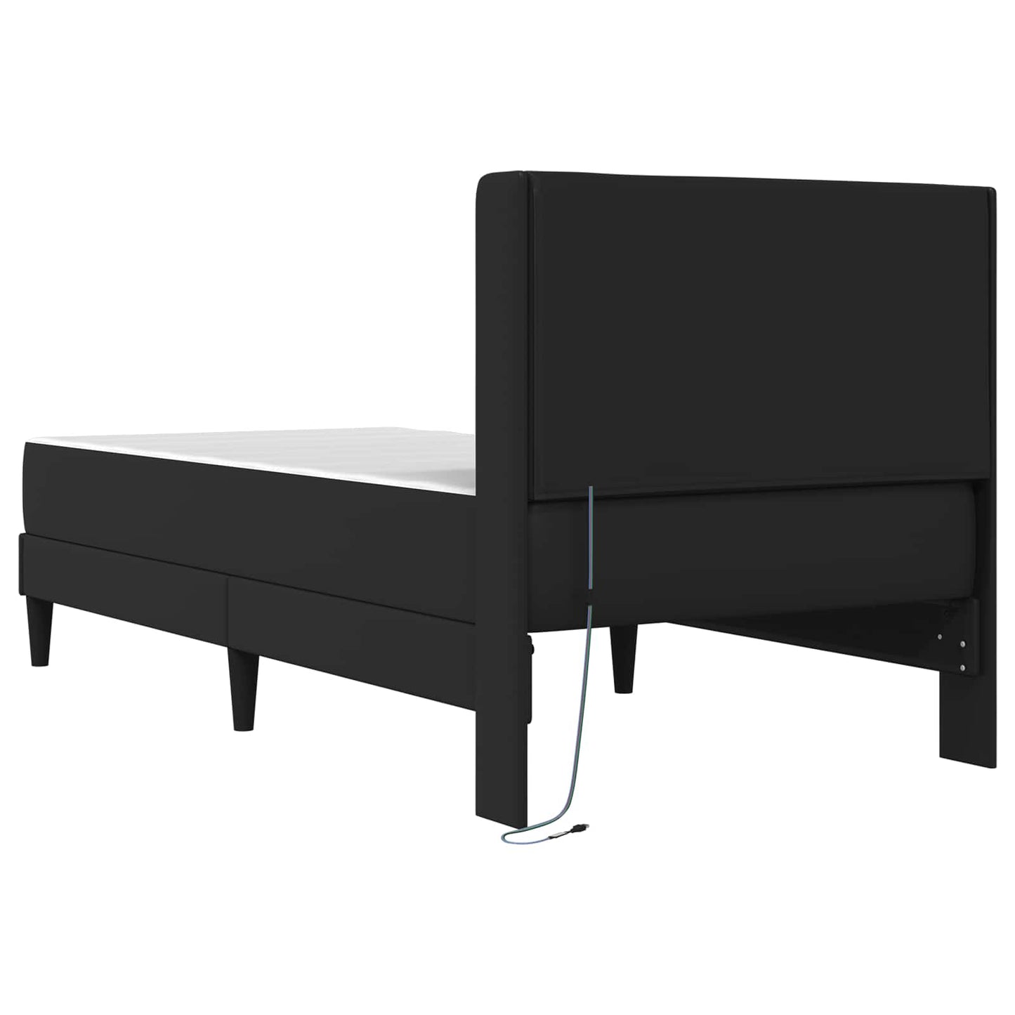 Bettgestell mit Matratze Schwarz 90 x 190 cm Kunstleder