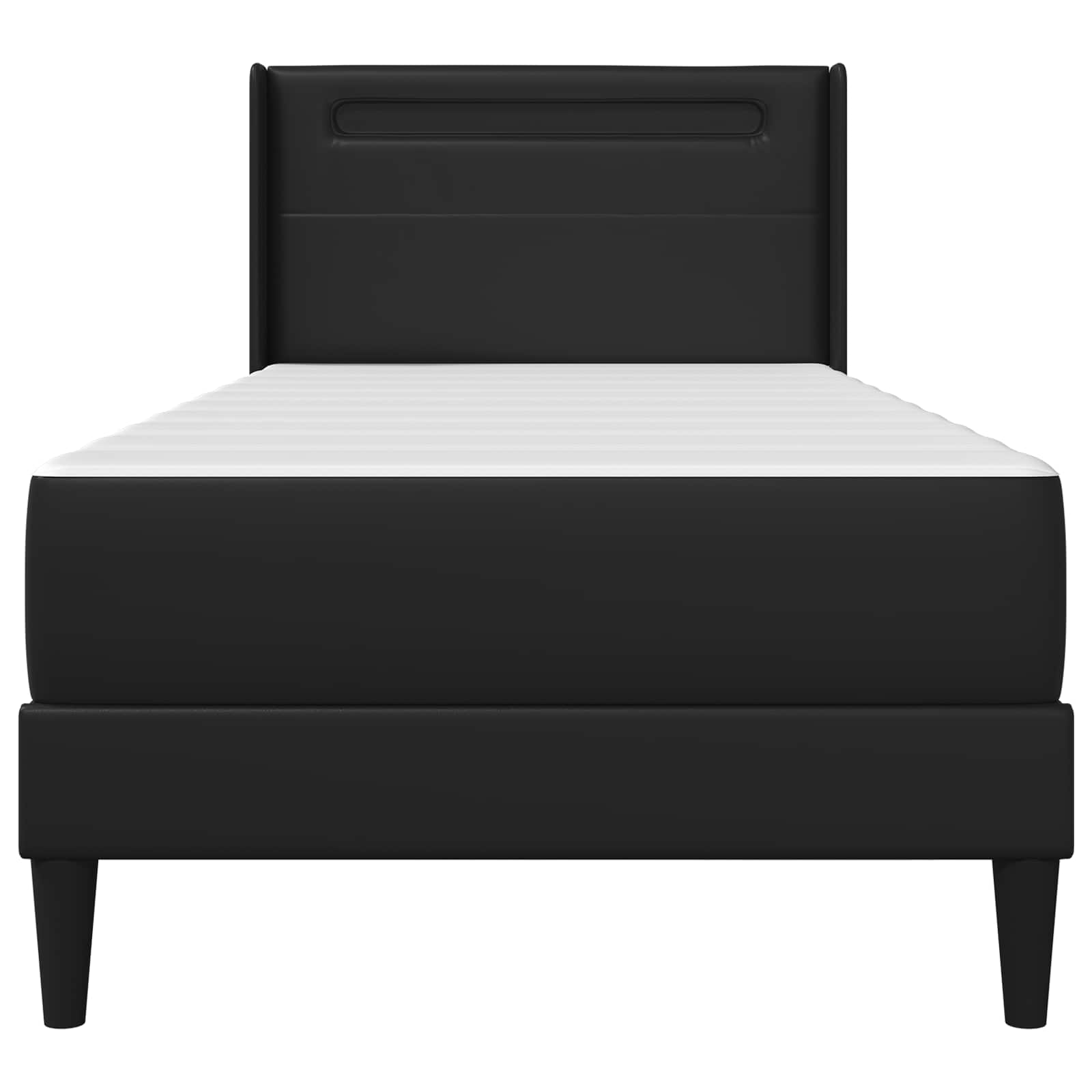 Bettgestell mit Matratze Schwarz 90 x 190 cm Kunstleder