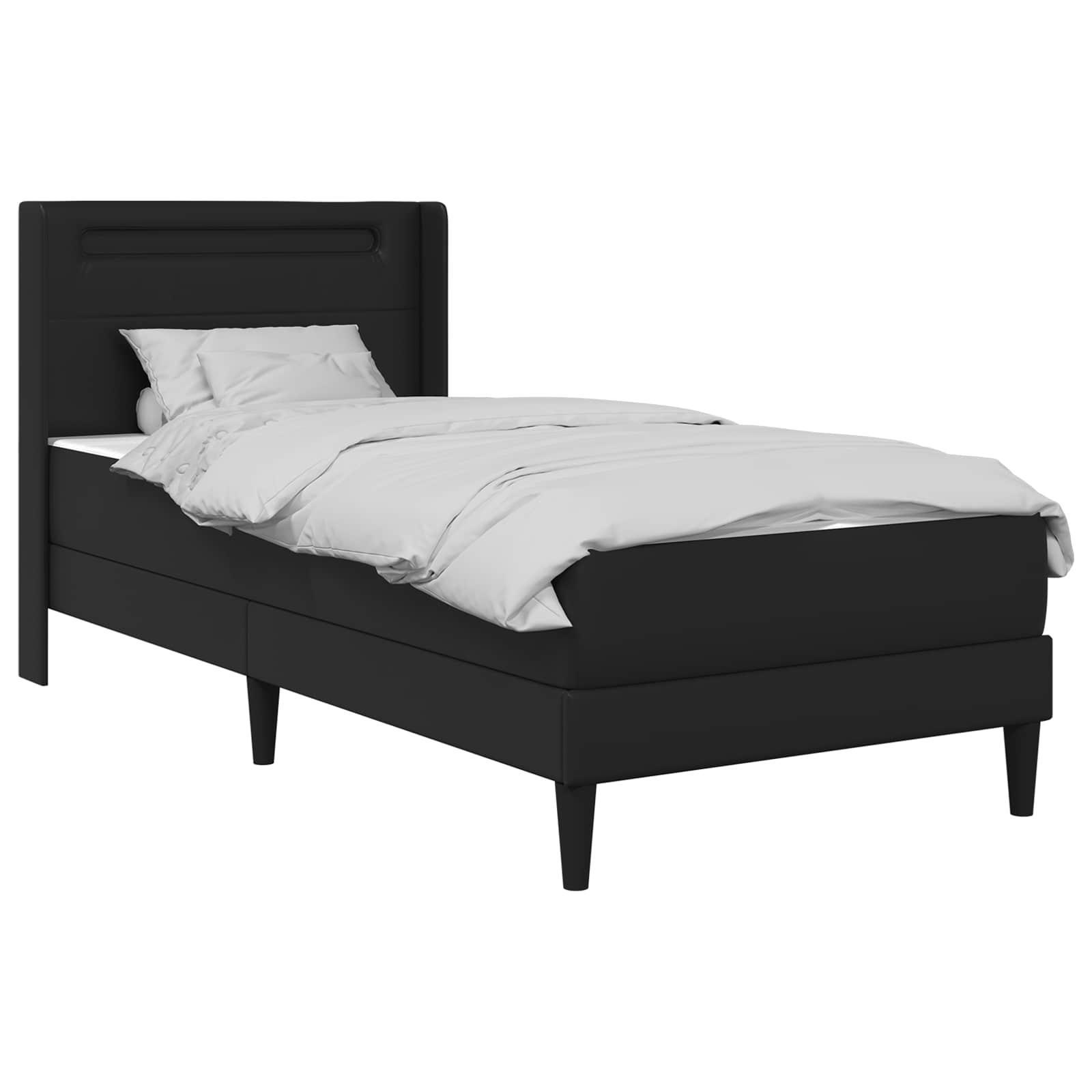 Bettgestell mit Matratze Schwarz 90 x 190 cm Kunstleder
