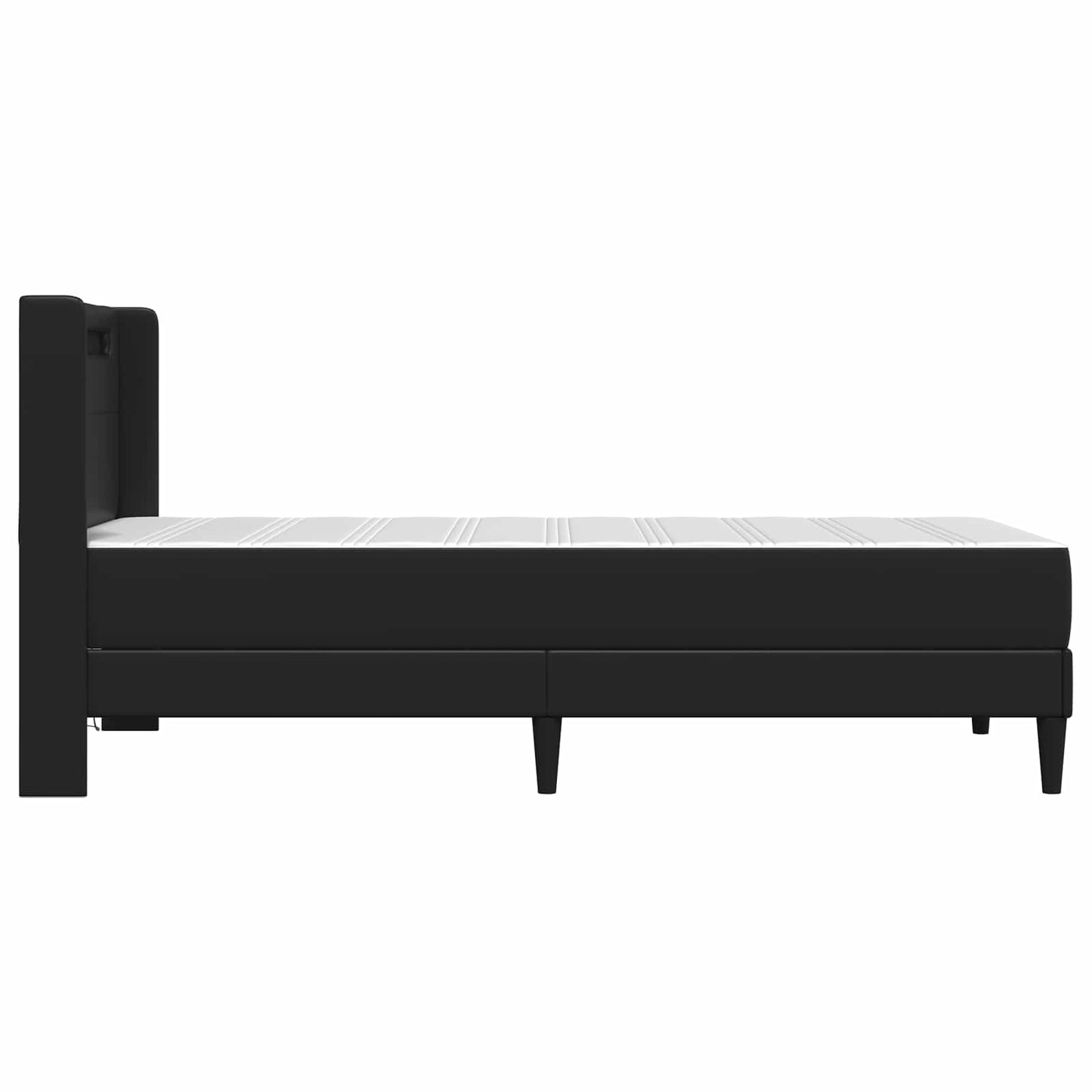 Bettgestell mit Matratze Schwarz 90 x 190 cm Kunstleder