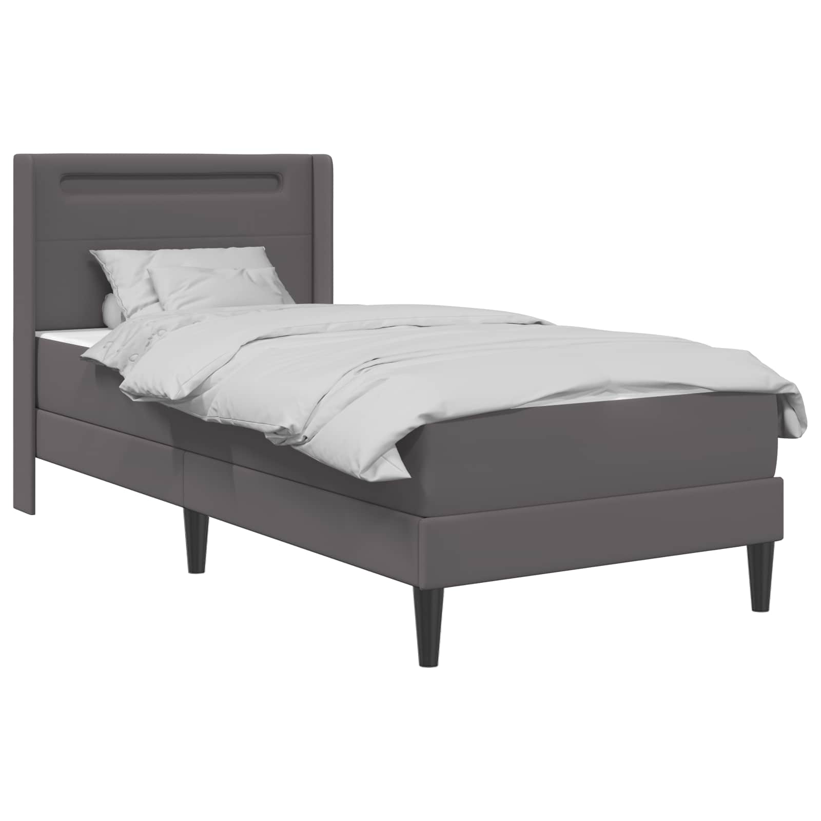 Bettgestell mit Matratze Grau 90 x 200 cm Kunstleder