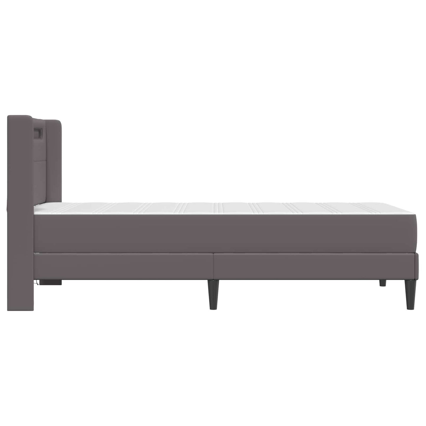 Bettgestell mit Matratze Grau 90 x 200 cm Kunstleder