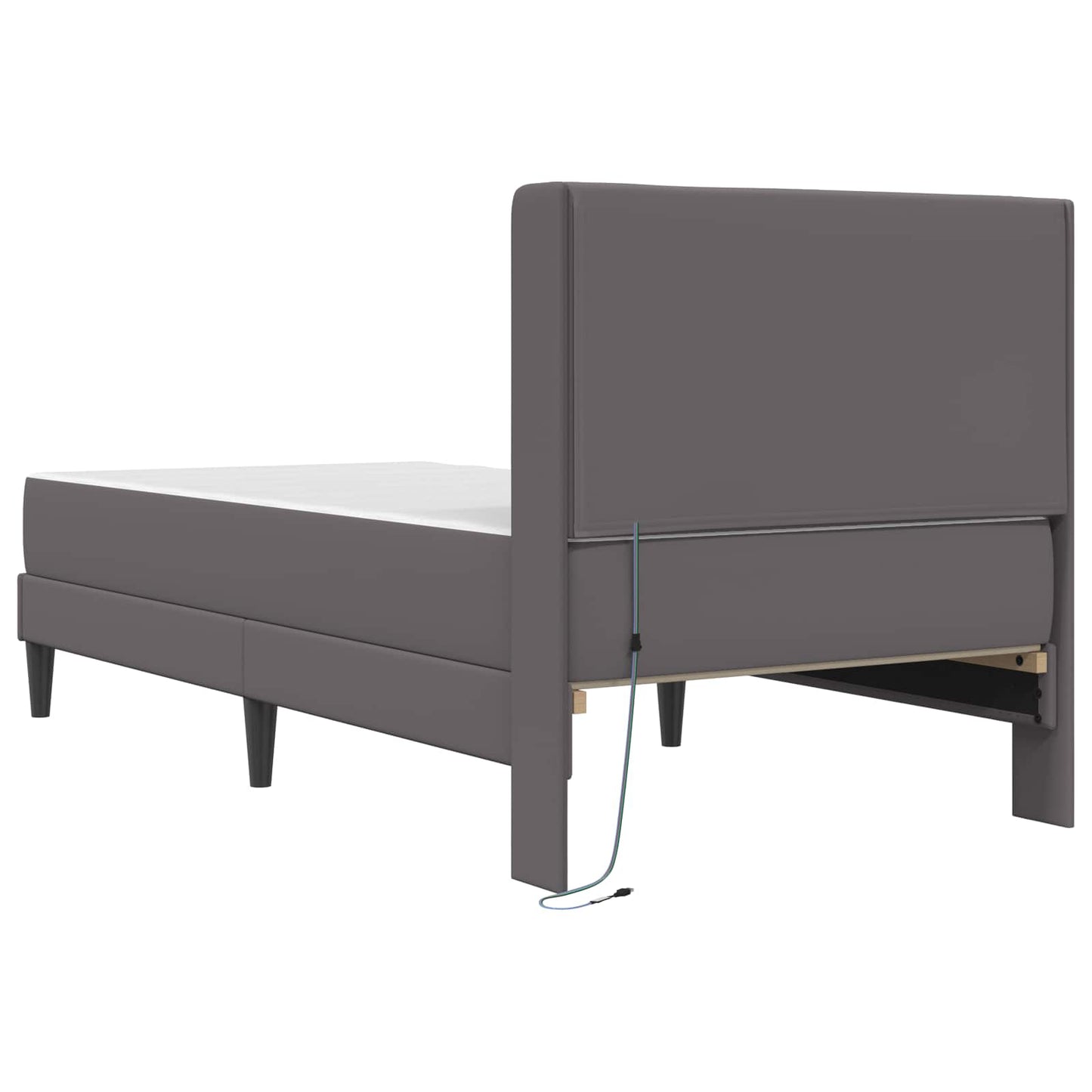 Bettgestell mit Matratze Grau 100 x 200 cm Kunstleder