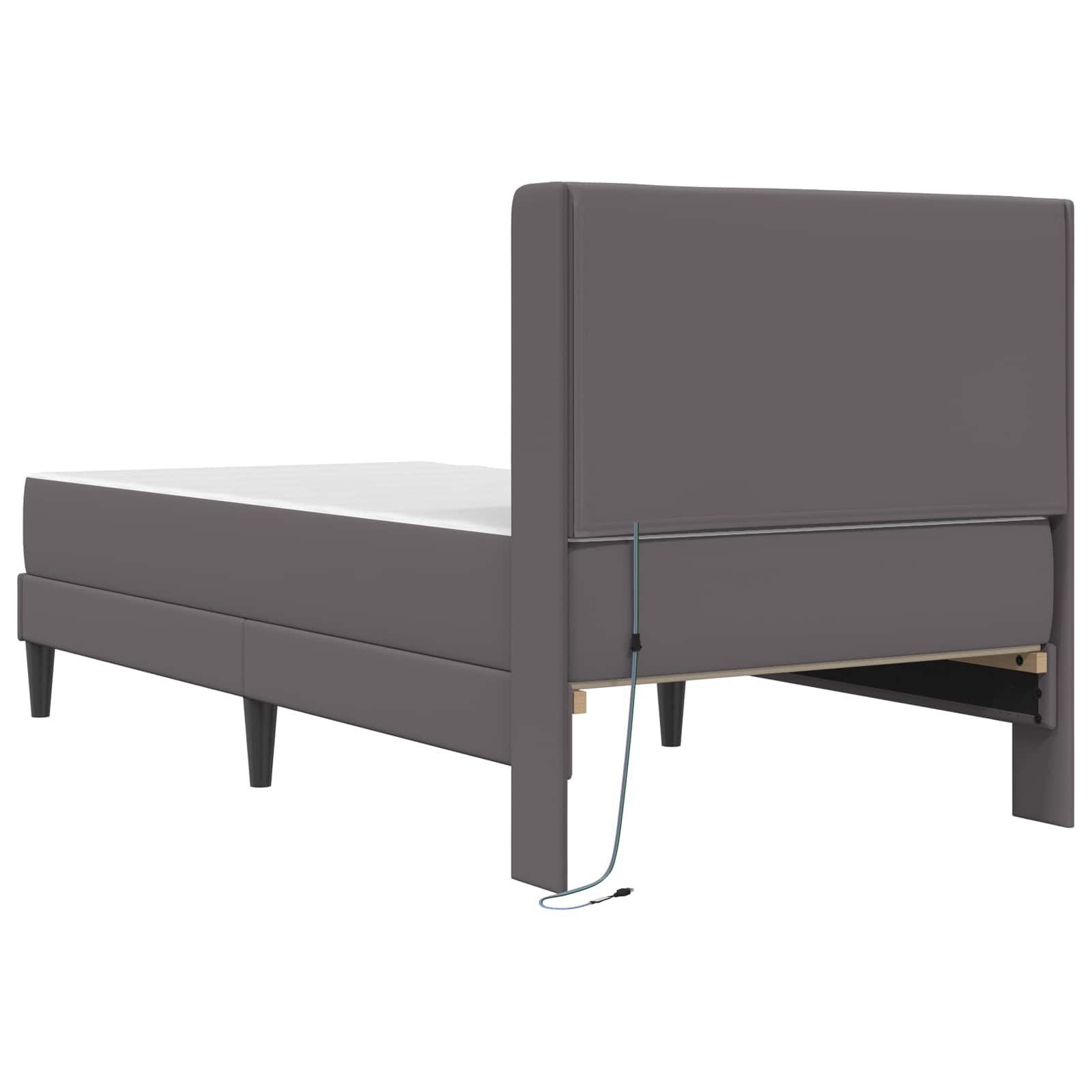 Bettgestell mit Matratze Grau 100 x 200 cm Kunstleder