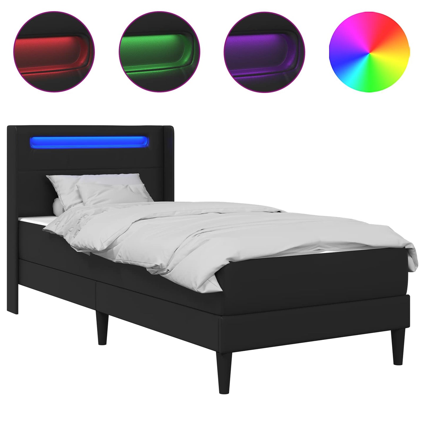 Bettgestell mit Matratze Schwarz 100 x 200 cm Kunstleder