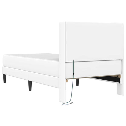 Bettgestell mit Matratze Weiß 100 x 200 cm Kunstleder