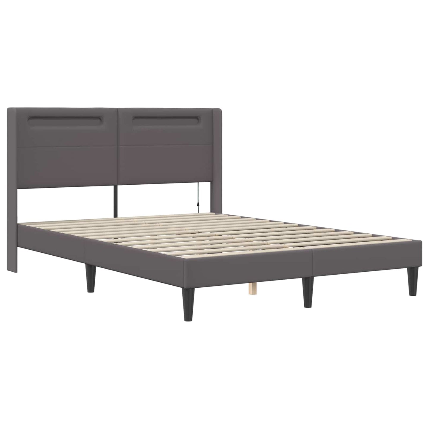 Bettgestell mit Matratze Grau 120 x 200 cm Kunstleder