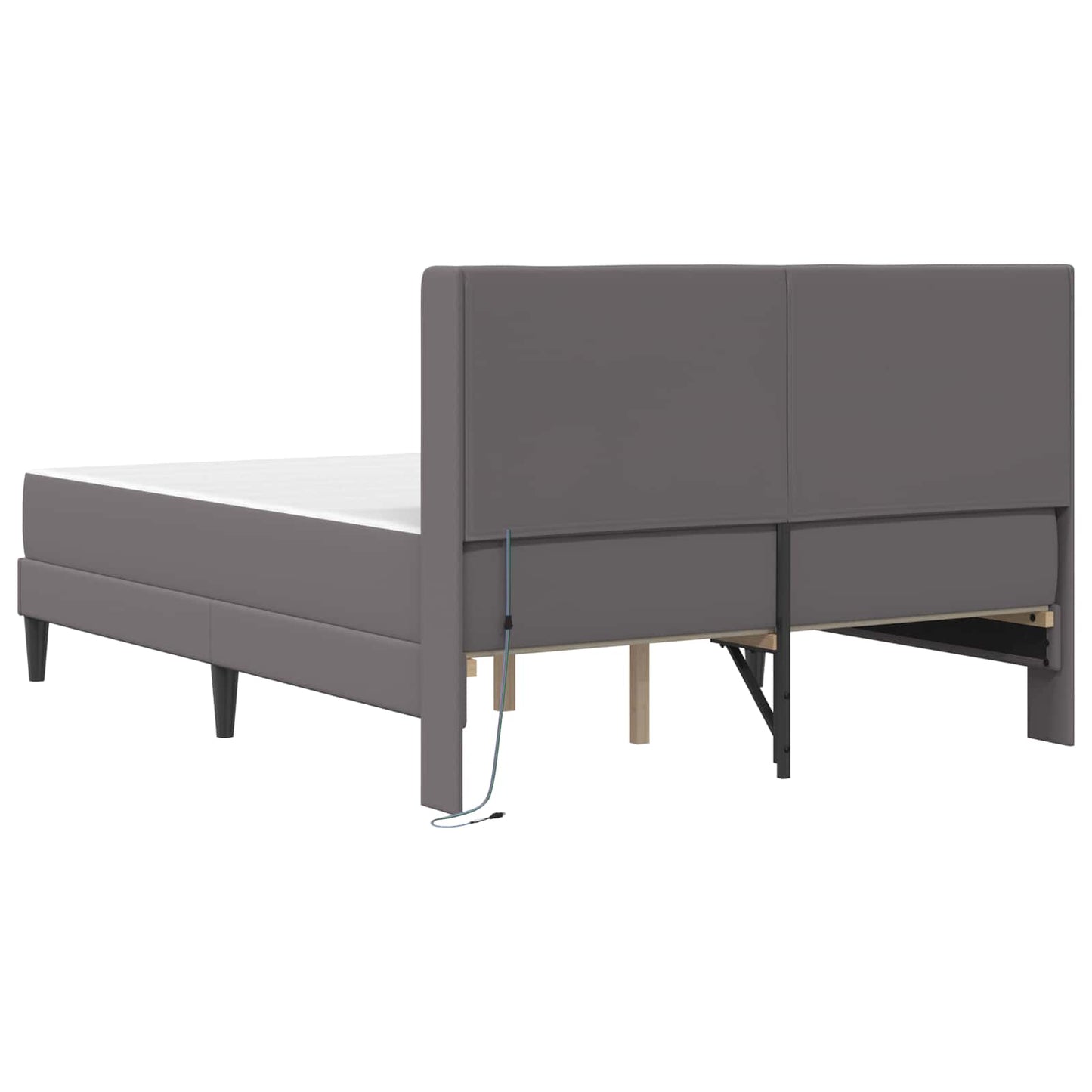 Bettgestell mit Matratze Grau 120 x 200 cm Kunstleder