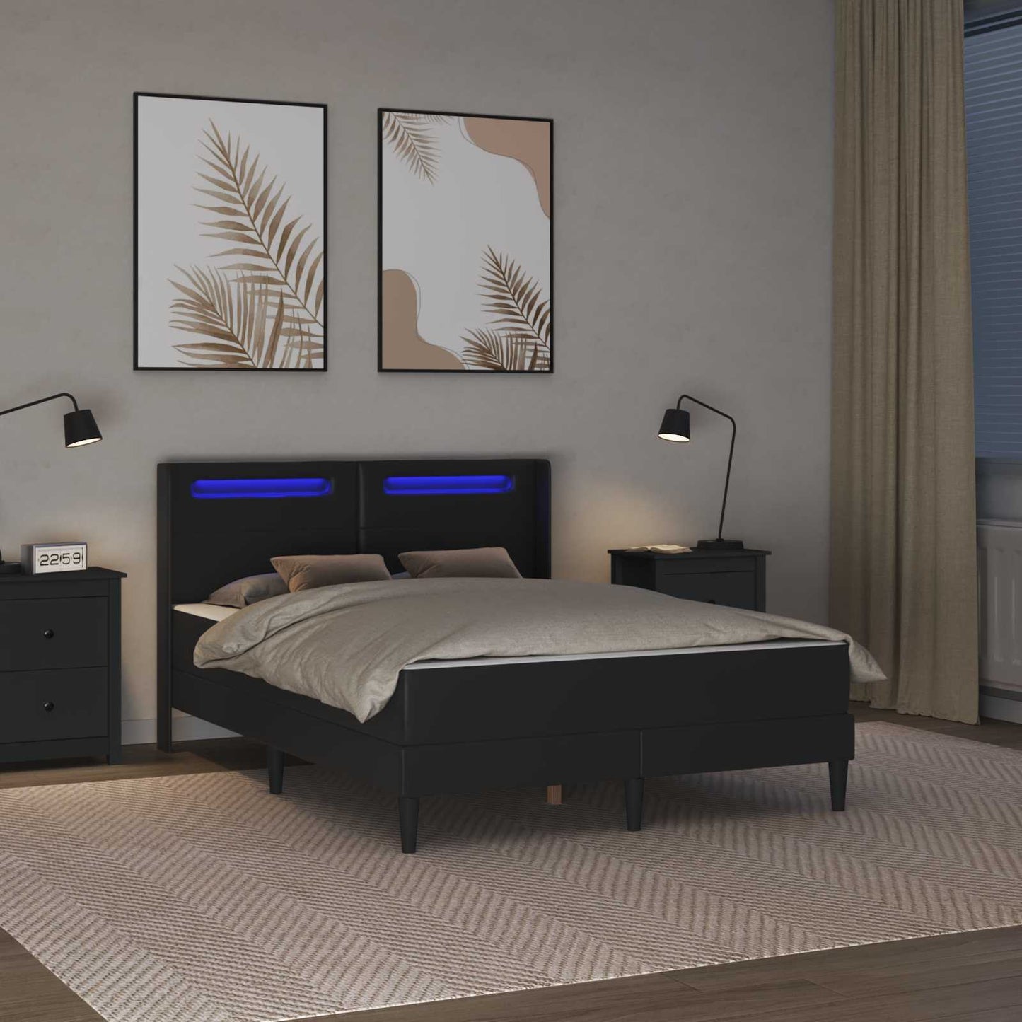 Bettgestell mit Matratze Schwarz 120 x 200 cm Kunstleder