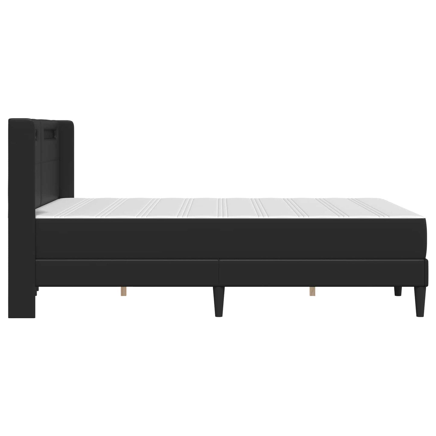 Bettgestell mit Matratze Schwarz 140 x 190 cm Kunstleder
