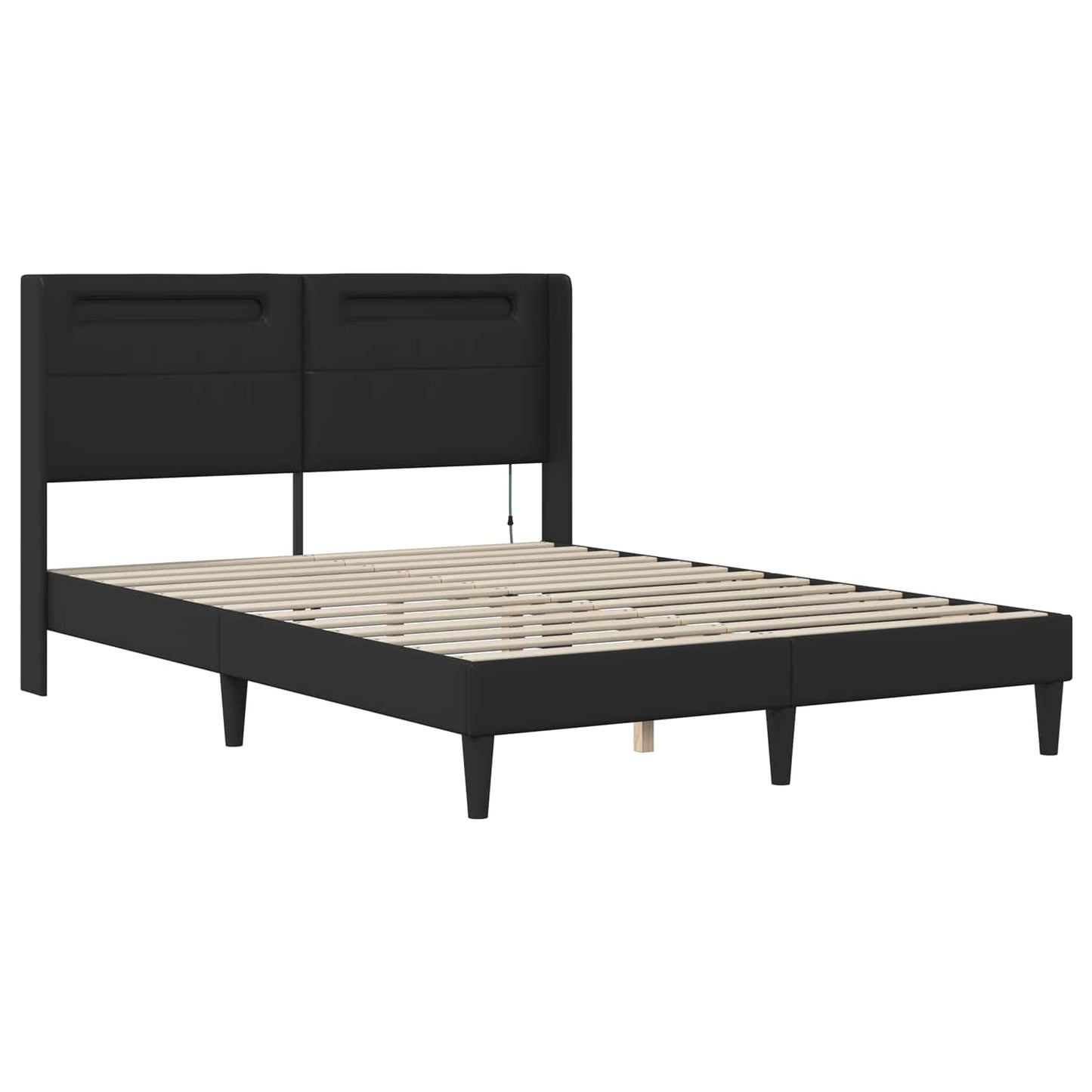 Bettgestell mit Matratze Schwarz 140 x 200 cm Kunstleder