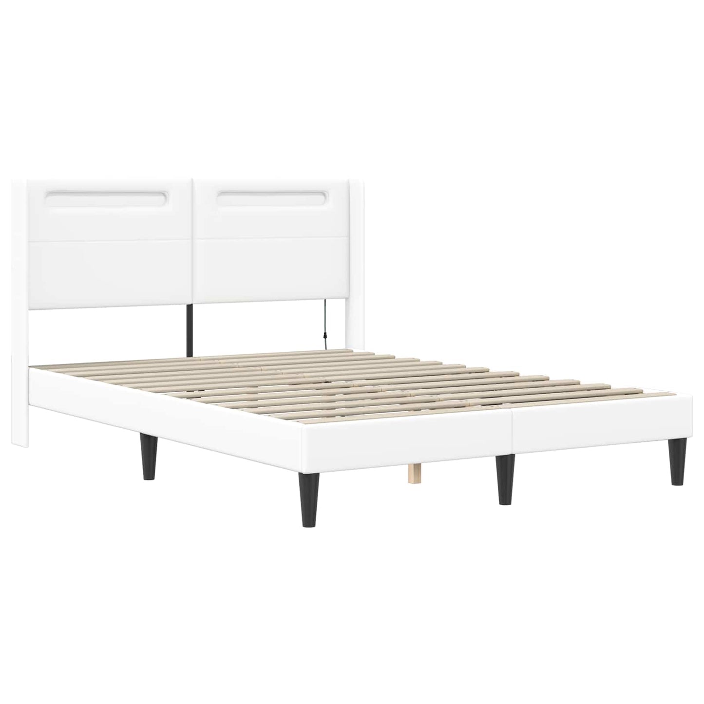 Bettgestell mit Matratze Weiß 160 x 200 cm Kunstleder