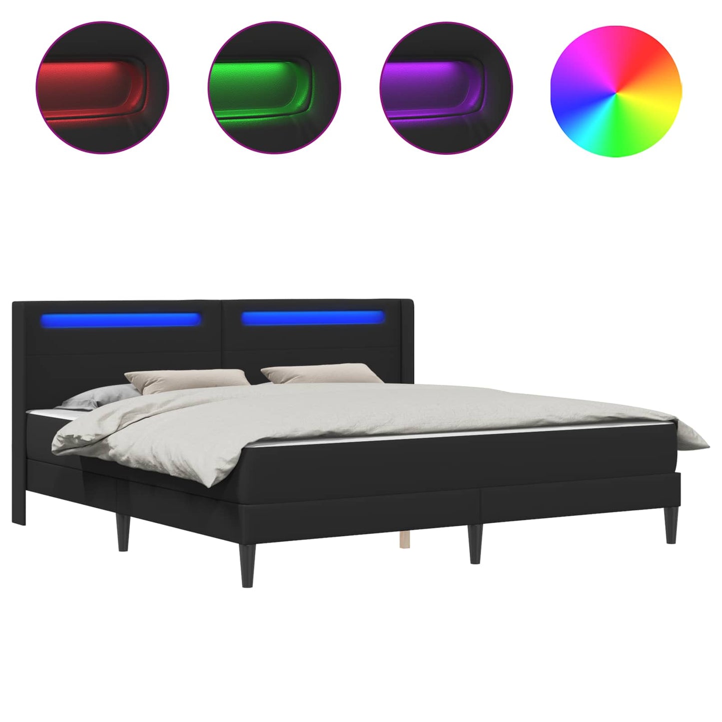 Bettgestell mit Matratze Schwarz 180 x 200 cm Kunstleder
