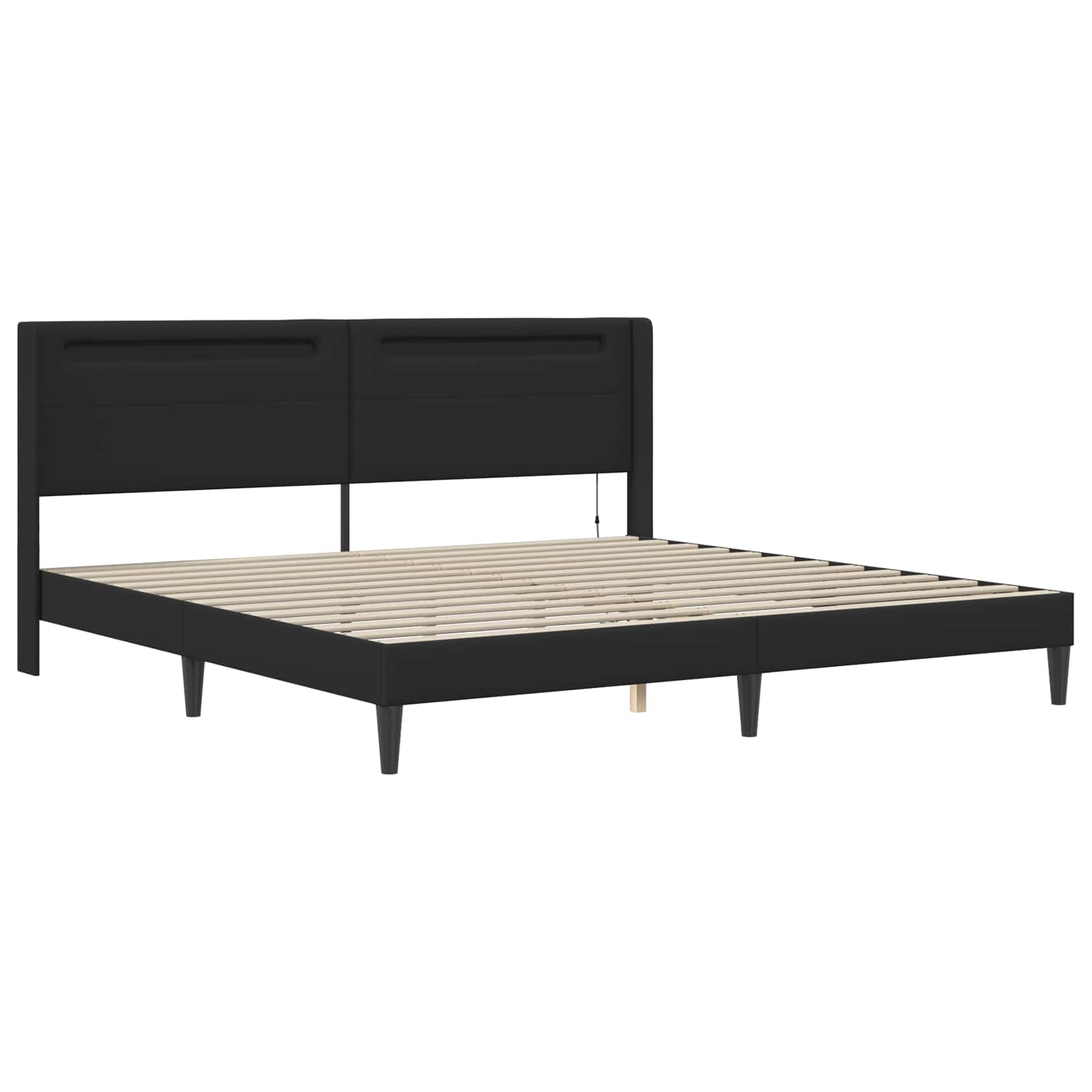 Bettgestell mit Matratze Schwarz 180 x 200 cm Kunstleder