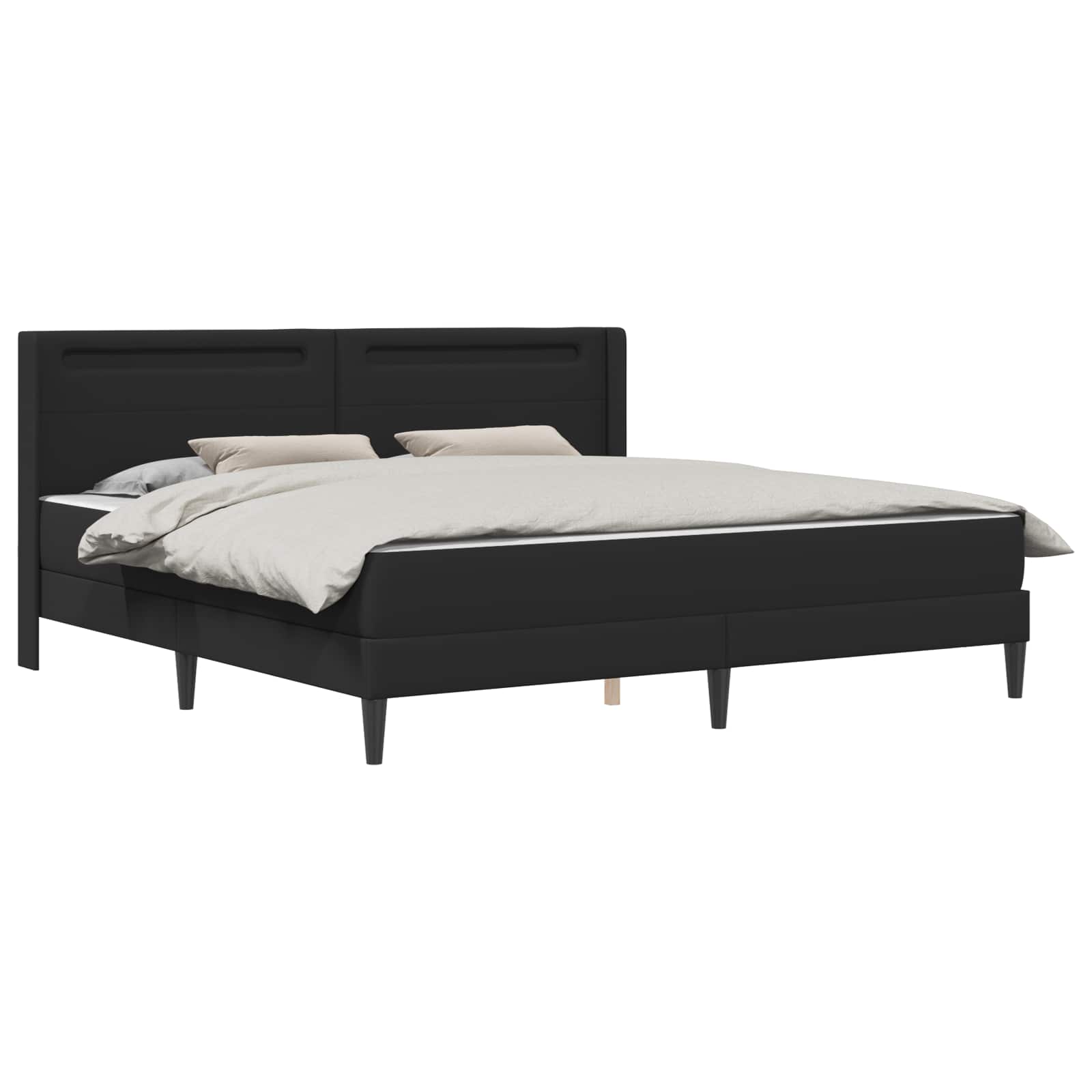 Bettgestell mit Matratze Schwarz 180 x 200 cm Kunstleder