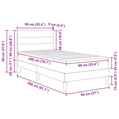 Bettgestell mit Matratze Dunkelgrau 90 x 200 cm Polyester
