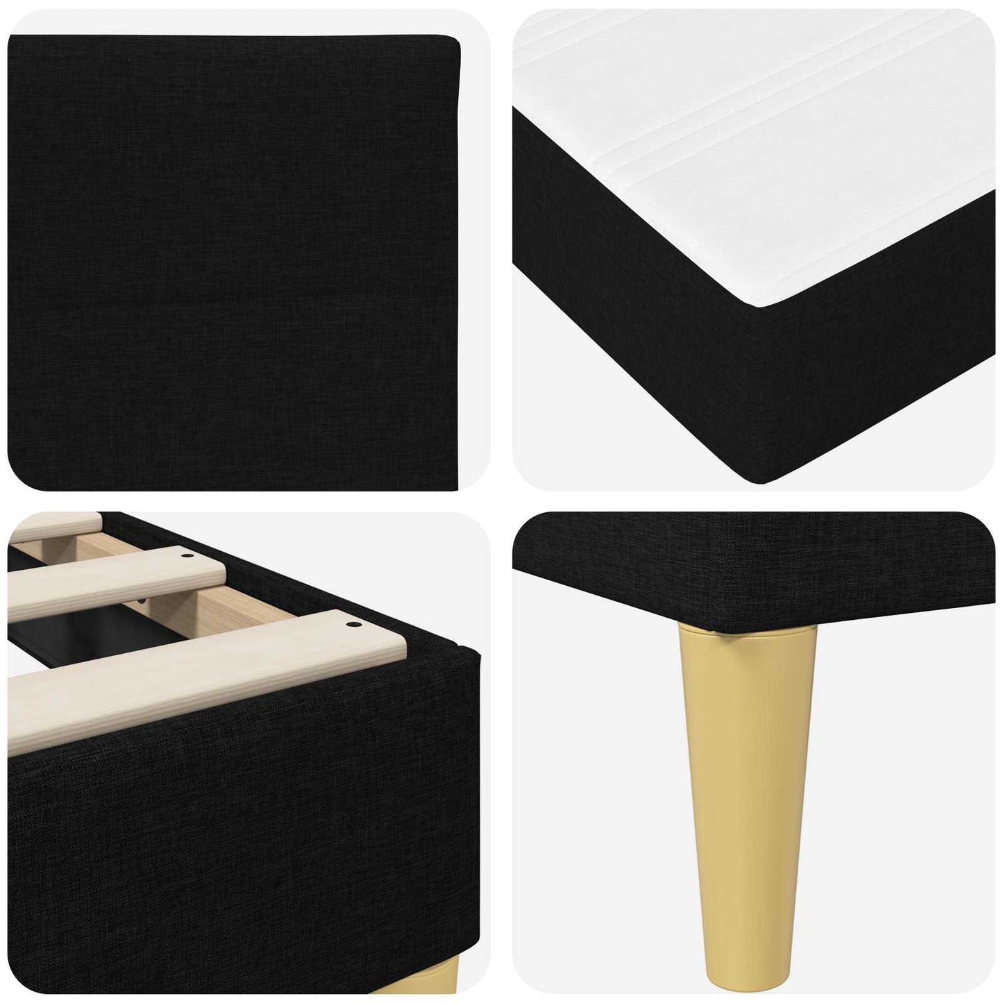 Bettrahmen Schwarz 100 x 200 cm Polyester