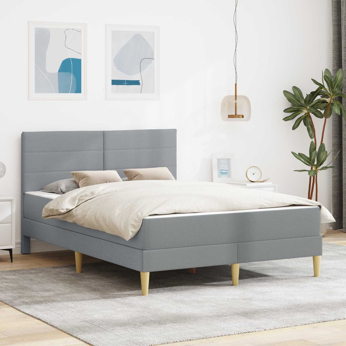 Bettrahmen Hellgrau 140 x 190 cm Polyester