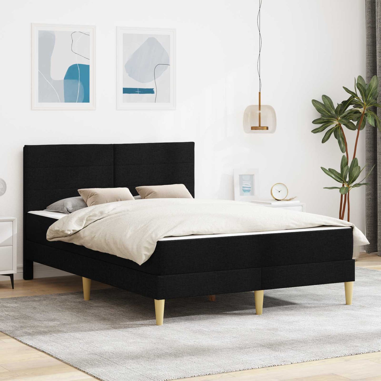 Bettrahmen Schwarz 140 x 190 cm Polyester