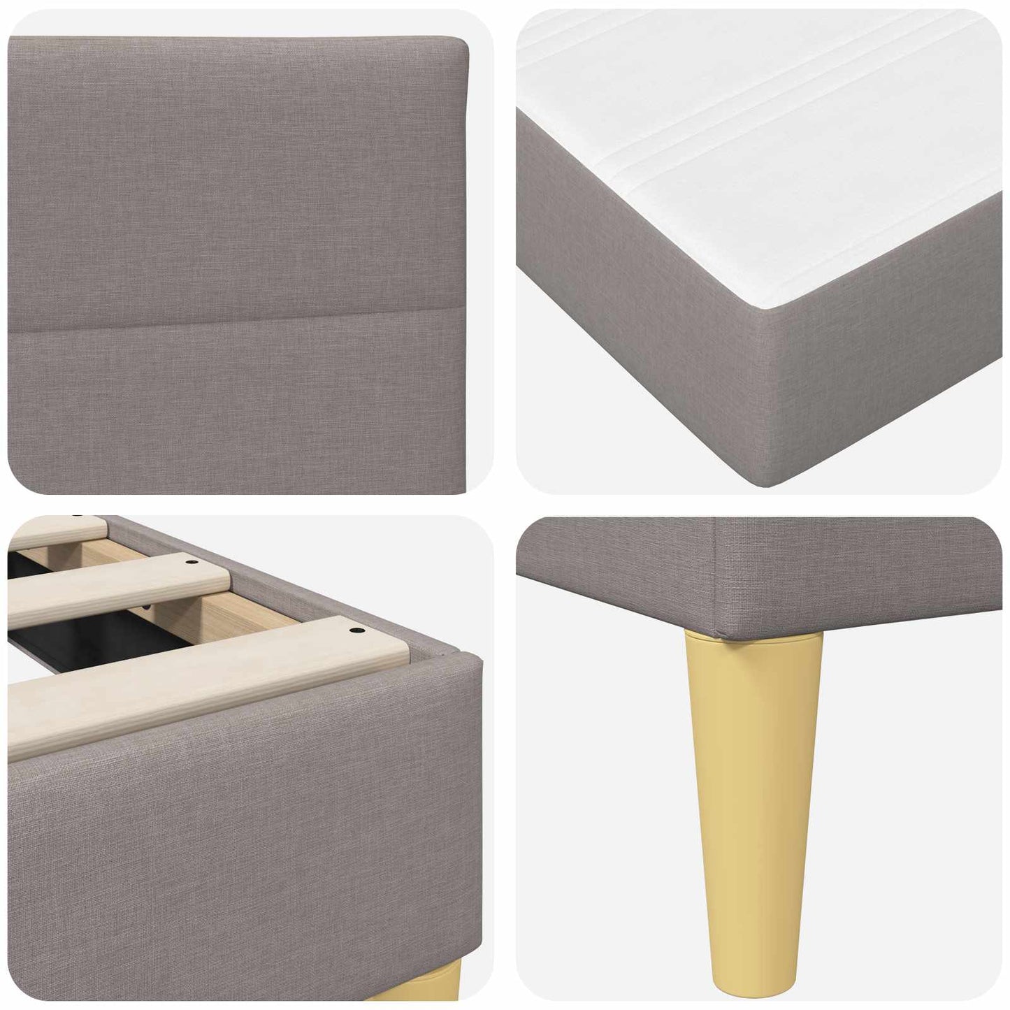 Bettrahmen Taupe 140 x 200 cm Polyester
