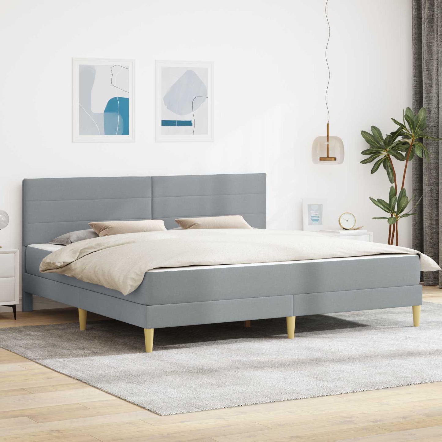 Bettrahmen Hellgrau 180 x 200 cm Polyester