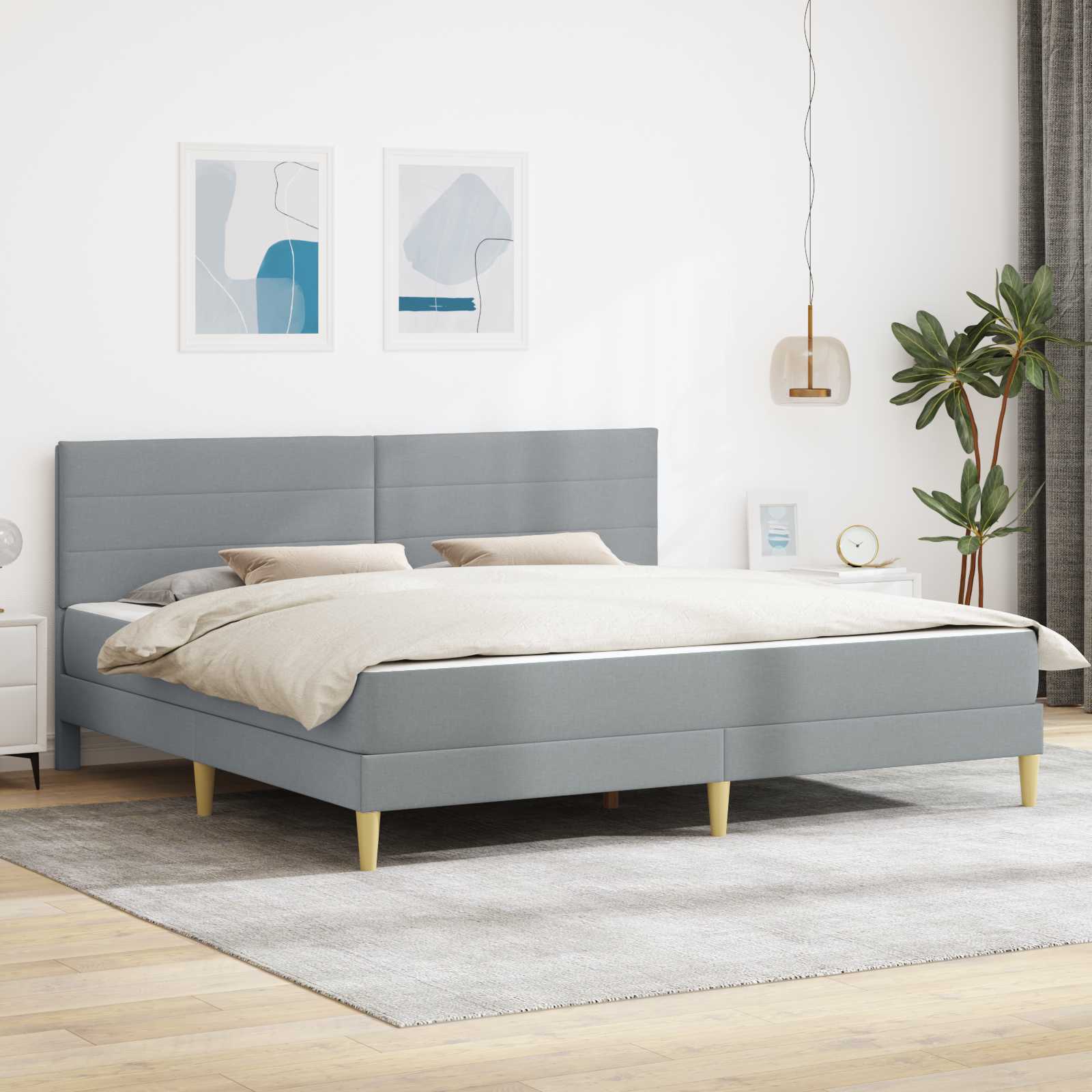 Bettrahmen Hellgrau 180 x 200 cm Polyester
