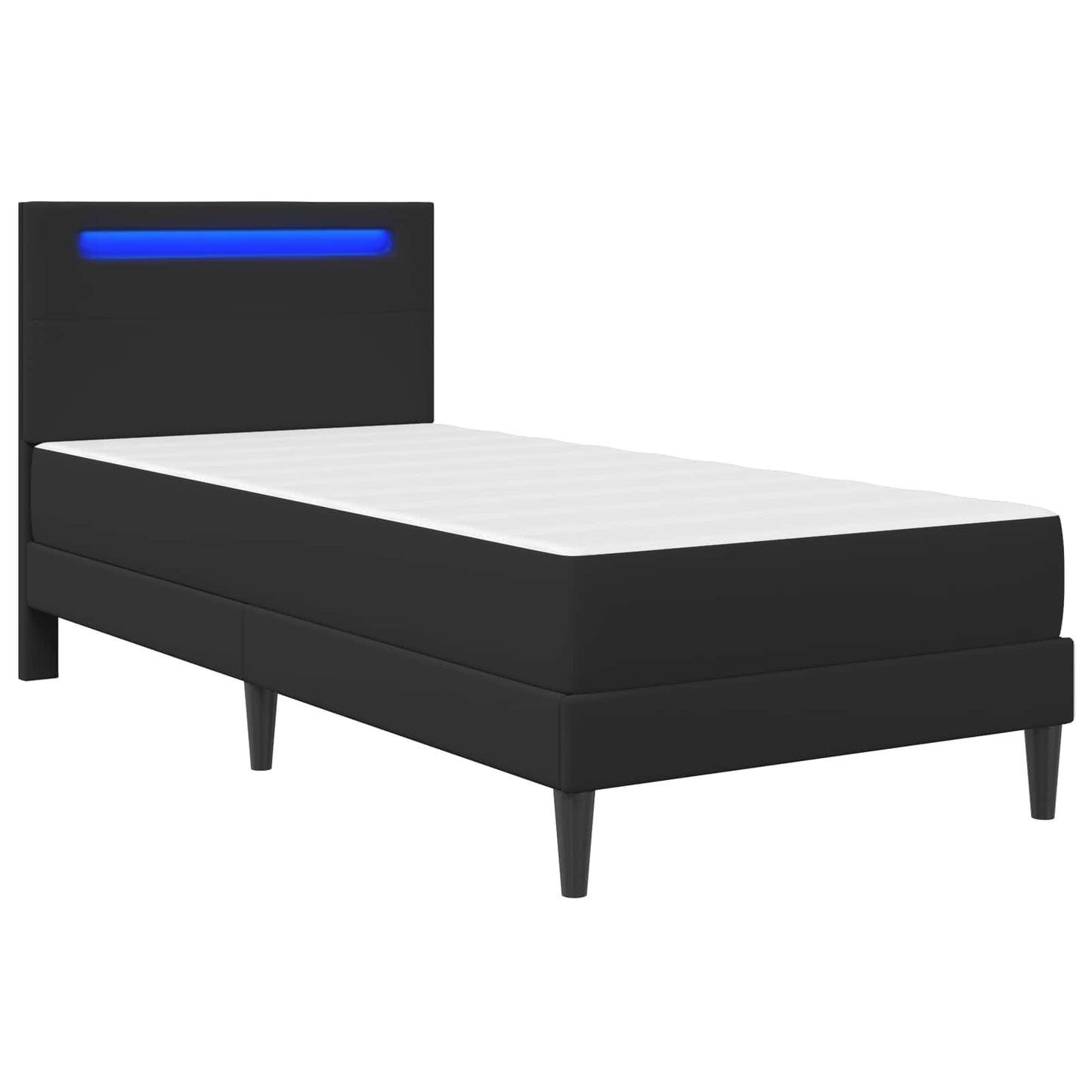 Bettrahmen mit LED-Lichtleisten Schwarz 100 x 200 cm Kunstleder
