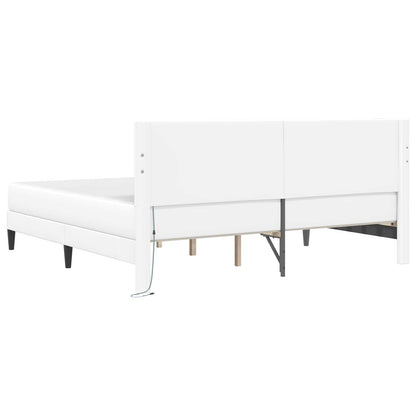 Bettgestell mit Matratze Weiß 180 x 200 cm Kunstleder