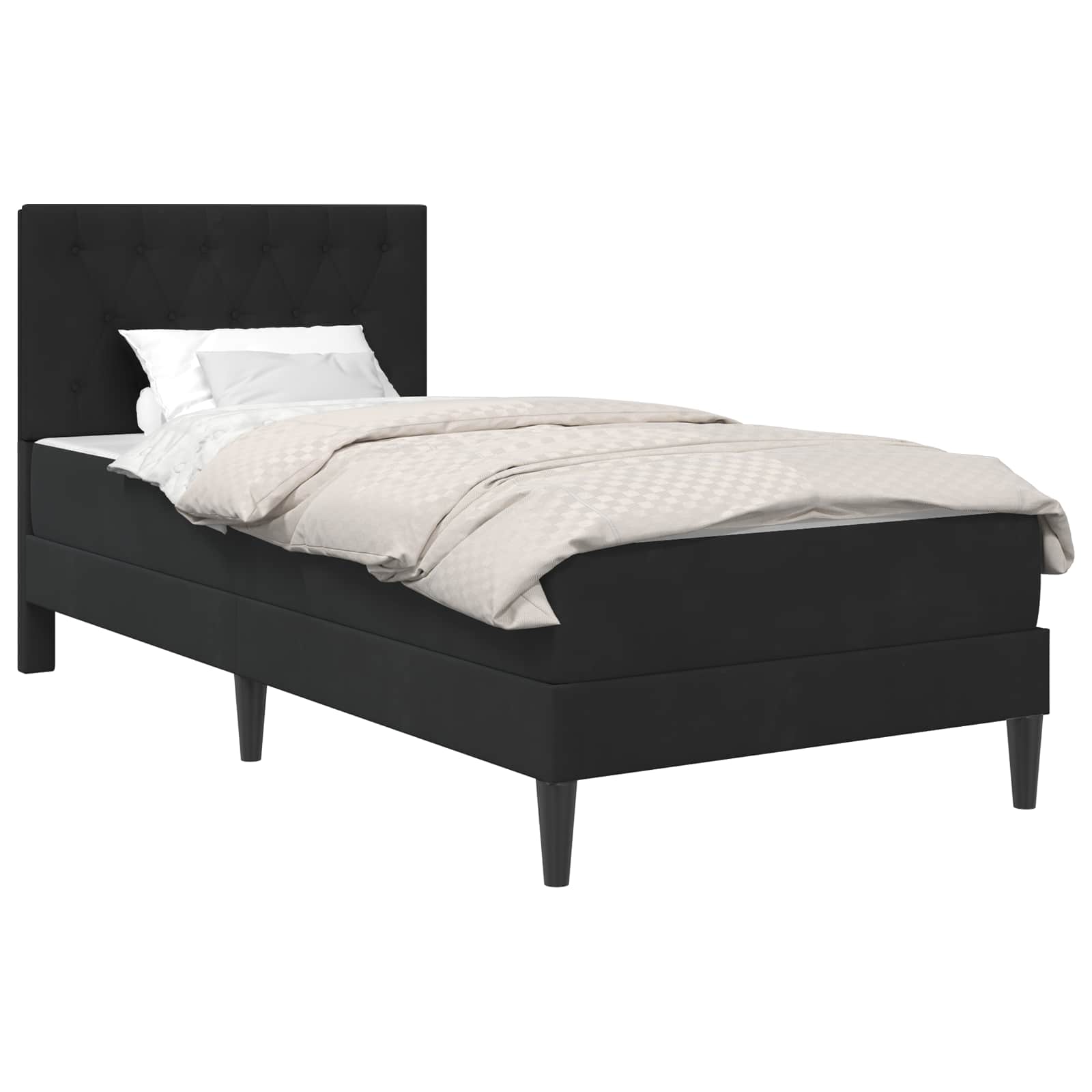 Bettgestell mit Matratze mit Kopfteil Schwarz 80 x 200 cm Samt