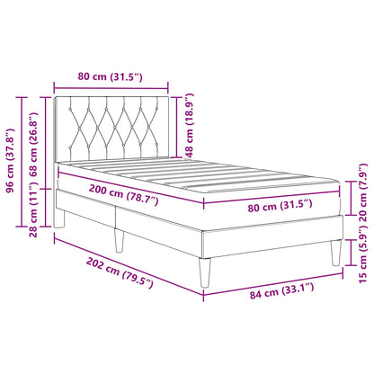 Bettgestell mit Matratze Schwarz 80 x 200 cm Samt