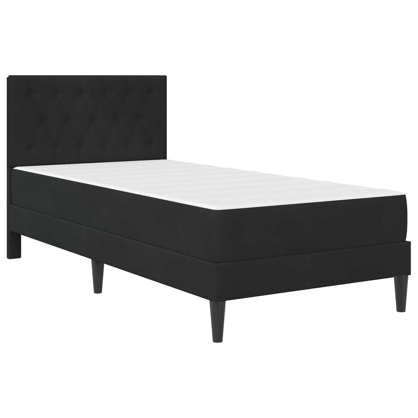 Bettgestell mit Matratze mit Kopfteil Schwarz 90 x 190 cm Samt